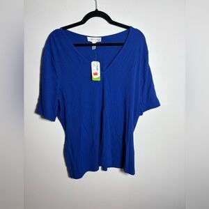 Addition Elle Royal Blue V-Neck Short Sleeve Top